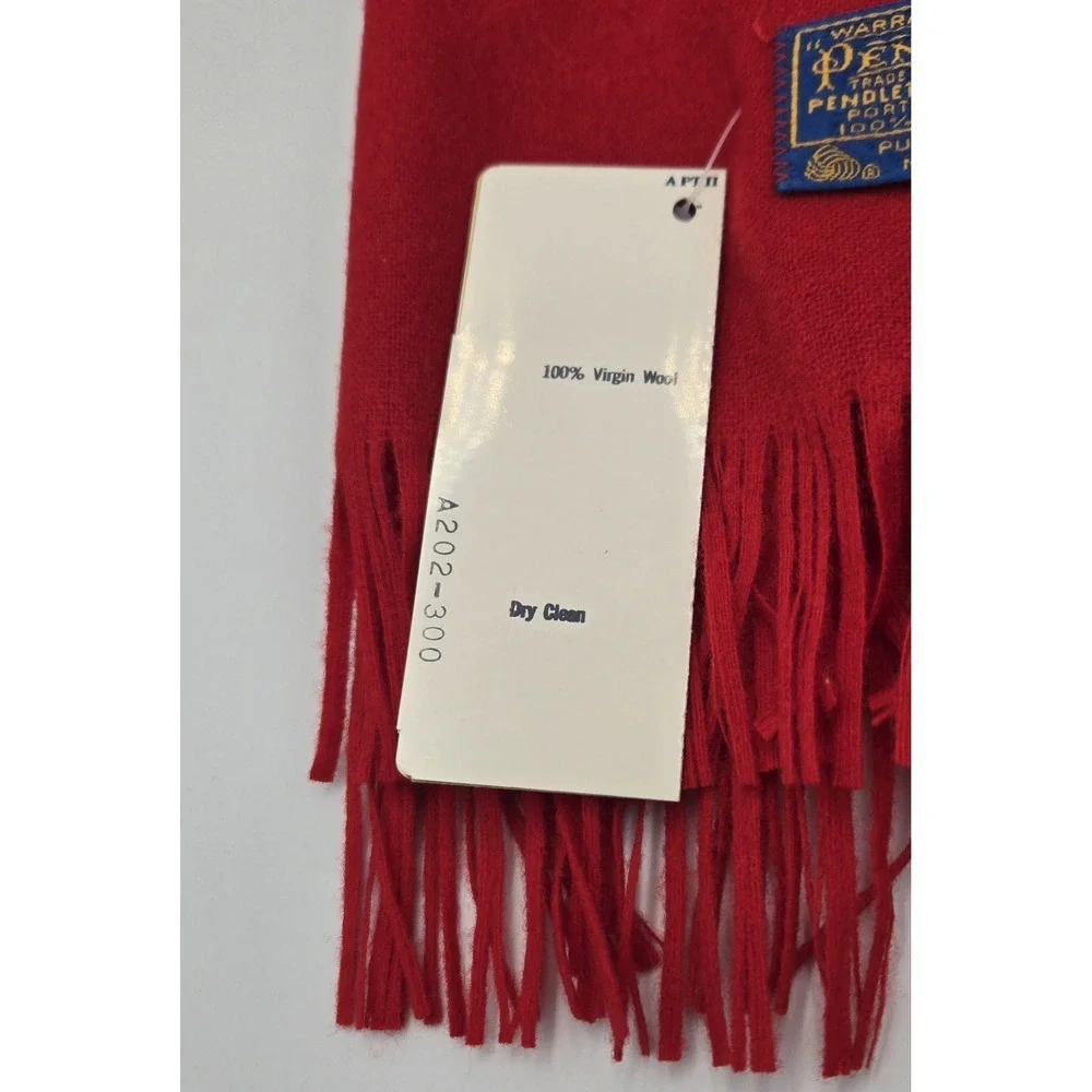 Vintage Pendleton 100% Pure Virgin Wool Red Scarf Warm Casual Made In USA NWT